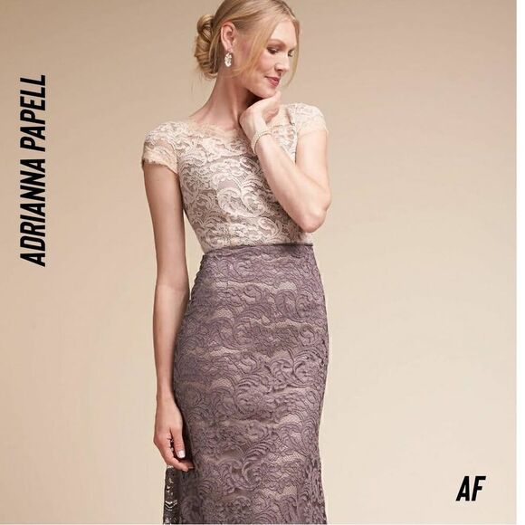 ADRIANNA PAPELL COLOR BLOCK LACE MAXI GOWN NEW SIZE 6 - Picture 6 of 7